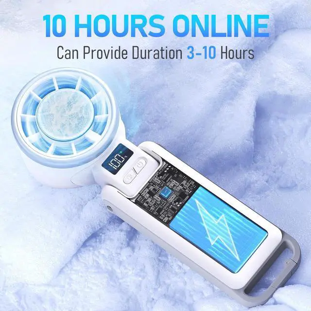 Alt view image 5 of 7 - Portable Handheld Cooling Fan, Travel Essentials, Gifts for Women | Instant Cooling, 10m/s Airflow, 5-Speed, 10H Max, USB-C Rechargeable, LED Display, 3-in-1 Foldable for Cruise, Beach Vacation