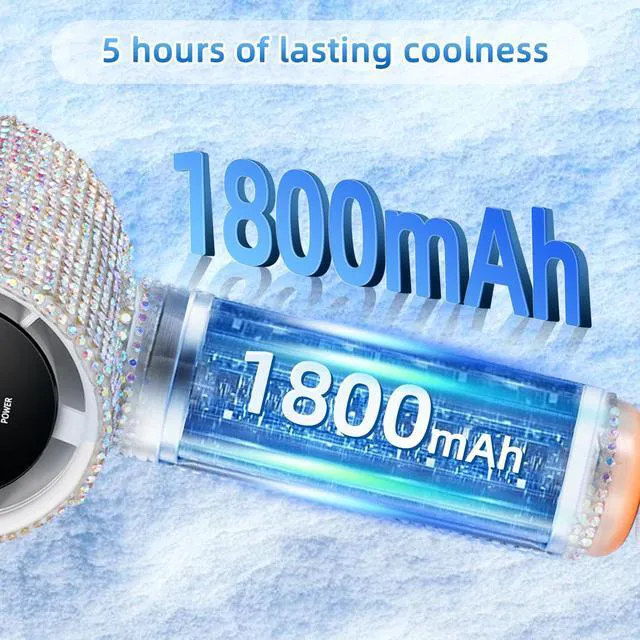 Alt view image 4 of 7 - Full Diamond Portable Handheld Turbo Fan | 1800mAh USB Rechargeable Personal Battery Operated Mini Small Pocket Fan for Travel/Outdoor/Vacation/Beach/Outdoor Activities