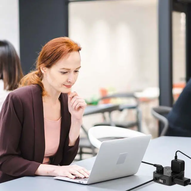 Alt view image 5 of 7 - 6 Ft Surge Protector Power Strip - 8 Widely Outlets with 4 USB Ports, 3 Side Outlet Extender with 6 Feet Extension Cord, Flat Plug, Wall Mount, Desk USB Charging Station, ETL,Black