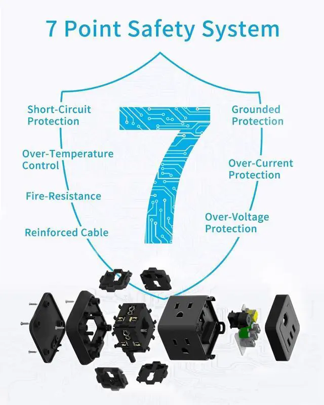 Alt view image 6 of 6 - Power Strip USB C, 4 Outlets 3 USB Ports 5 FT Extension Cord Black | Space Saving Cube Shape Widely Spaced Outlets with USB C Port Flat Plug Power Strip for Travel Dorm Office Bedroom ETL Listed