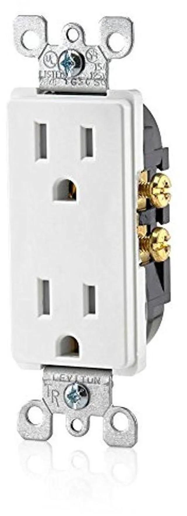 Main image of 15 Amp Decora Tamper-Resistant Duplex Electrical Wall Outlet, T5325-W, White