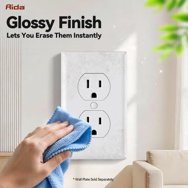 Alt view image 4 of 7 - 10 Pack 15A 125V Duplex Heavy-Duty Receptacle Outlet, Electrical Outlet Electrical Wall Outlets, Duplex Receptacle Outlet, Residential Grade, 2-Pole 3-Wire, Self-Grounding Clip, UL Listed, White