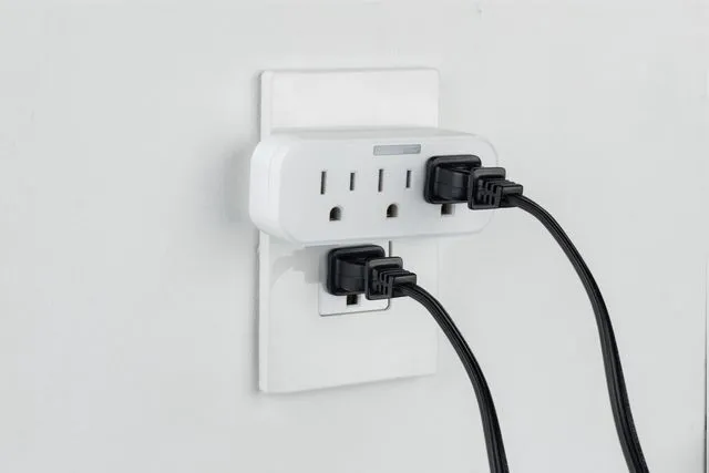 Alt view image 2 of 2 - Outlet Extender, Guide Light, 3 Outlet Multi Plug Wall Power Splitter | 3 Prong Grounded Multiple Plug Wall Adapter, Electrical Expander, UL Safety Listed, White, 14494