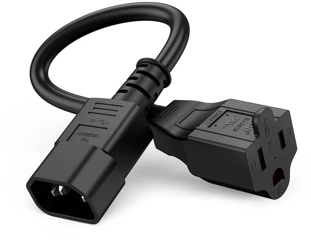 Main image of 5-Pack 1-Foot NEMA 5-15R to IEC 320 C14 Power Cords, 0.3 M | Fully molded computer power adapter cable, PDU power cable, black, rated at 125V/10A