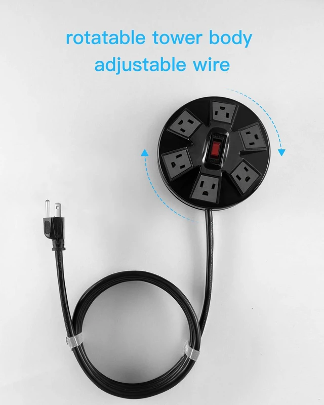 Alt view image 3 of 7 - 6-Outlet Surge Protector Power Strip with 2 USB (2.4A), Overload Protection, 15A 14AWG 6-Foot Cord Wire Extension Universal Socket
