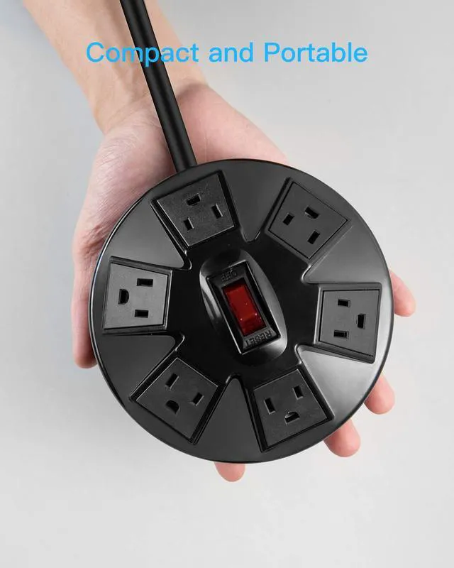 Alt view image 4 of 7 - 6-Outlet Surge Protector Power Strip with 2 USB (2.4A), Overload Protection, 15A 14AWG 6-Foot Cord Wire Extension Universal Socket