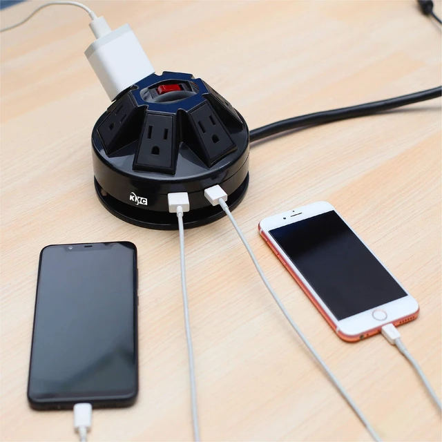 Alt view image 7 of 7 - 6-Outlet Surge Protector Power Strip with 2 USB (2.4A), Overload Protection, 15A 14AWG 6-Foot Cord Wire Extension Universal Socket