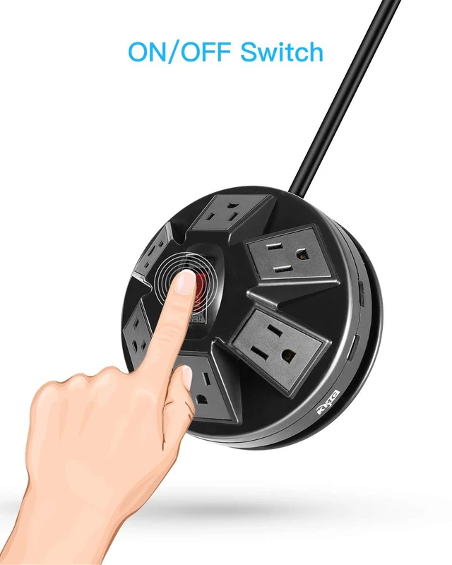 Alt view image 5 of 7 - 6-Outlet Surge Protector Power Strip with 2 USB (2.4A), Overload Protection, 15A 14AWG 6-Foot Cord Wire Extension Universal Socket
