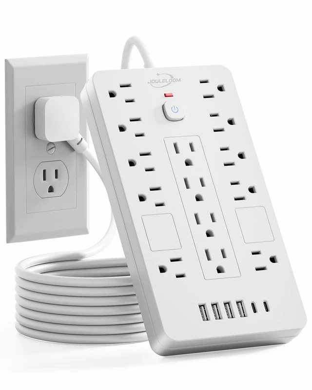Main image of 6 FT Extension Cord Surge Protector Power Strip, 14 Outlets & 6 USB Ports | 6 Feet Flat Plug extension cord with 14 Outlets&6 USB Ports(2 USB-C), 1850 Joules surge protection ETL Liste