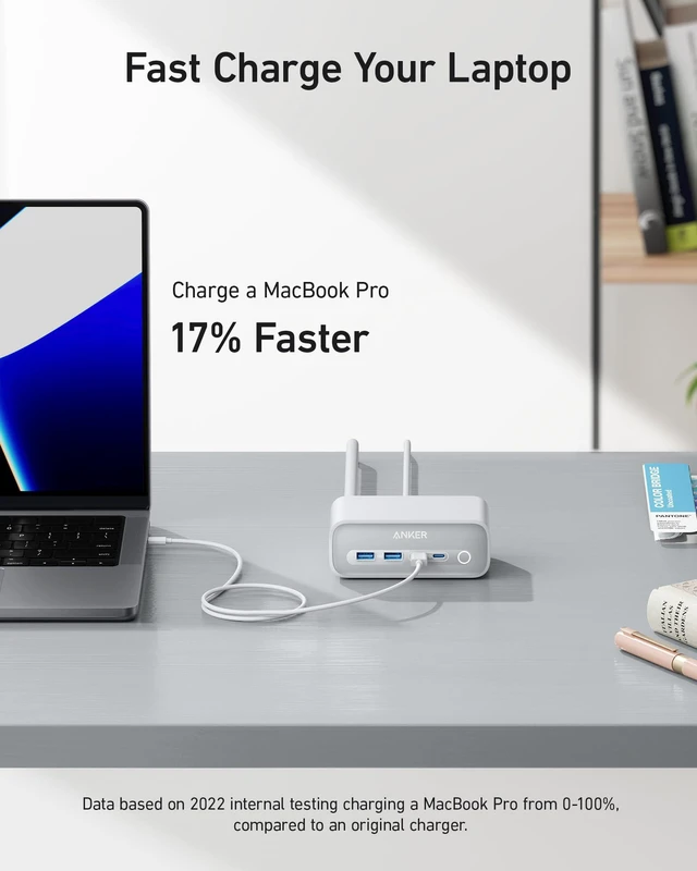 Alt view image 4 of 6 - 525 Charging Station, 7-in-1 USB C Power Strip, 65W Max | 5ft Extension Cord with 3AC, 2USB A, 2USB C, for iphone13/14, Power Delivery Desktop Accessory for MacBook Pro, Home, Office