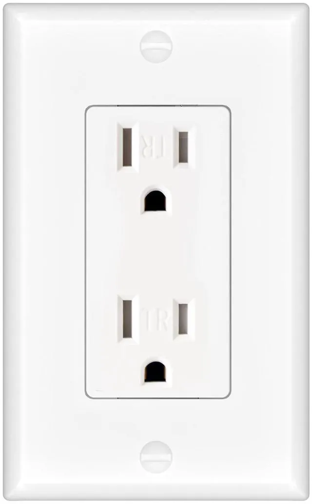 Main image of 1 Pack 15 Amp Tamper Resistant Wall Outlets UL Listed | Decorator Electrical Receptacles with Wall Plates, 125V/1875W Electrical Outlets for Home, Office & Commercial Use, White