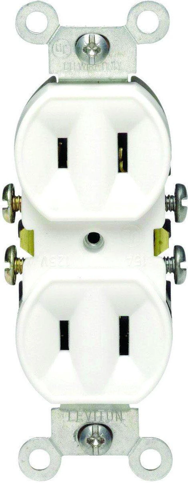 Main image of 15 Amp, 125 Volt, Duplex Receptacle, Residential Grade, Non-Grounded, 223-W, White