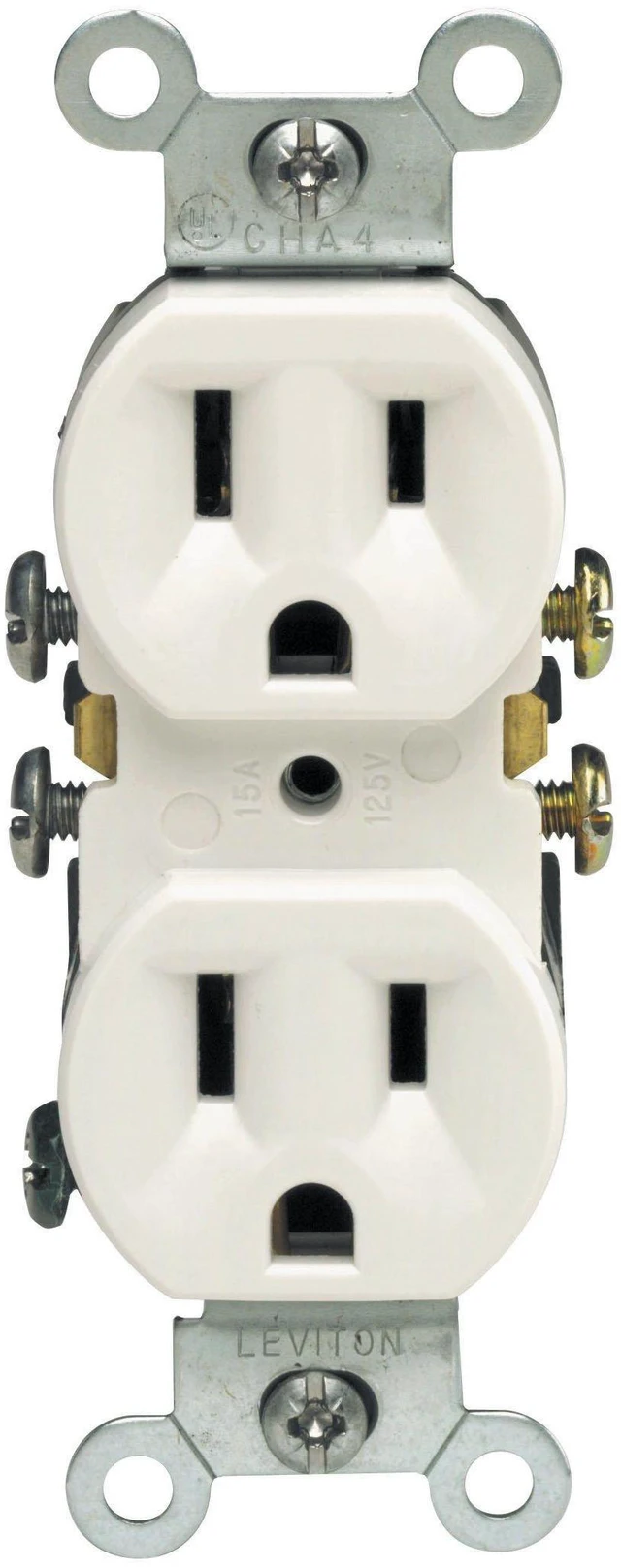 Main image of 15 Amp, 125 Volt, Duplex Receptacle, Residential Grade, Grounding, 10-Pack, 5320-WMP, White