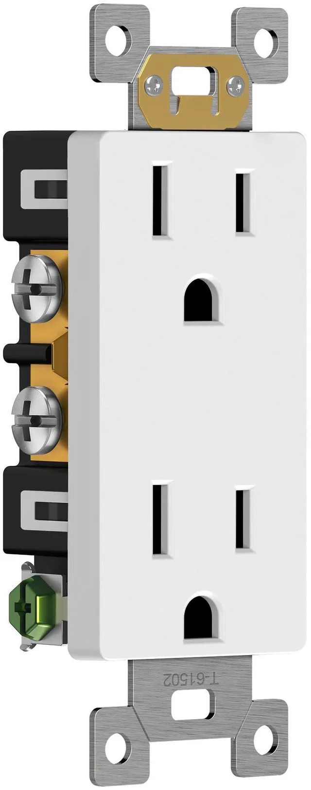 Alt view image 2 of 7 - 20 Pack Decorator Wall Outlet, 15A Standard Electrical Receptacle | Self-Grounding, UL Listed, 5-15R, 125V, Non-Tamper Resistant Residential Outlets for Home, Kitchen, Bathroom, Glossy White