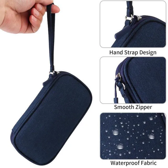 Alt view image 5 of 6 - Travel Cable Organizer, Electronics Accessories Bag for Charger, Phone, Memory Card, Universal Gadget Organizer (Blue)