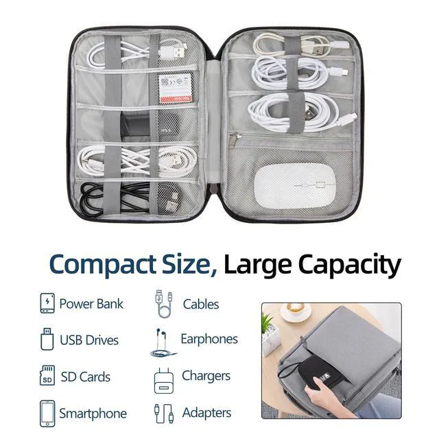 Alt view image 3 of 7 - Electronic Organizer Case for Chargers, Cables & Tech Accessories | Organize chargers, cables, power banks and gadgets with elastic loops and mesh pockets in a slim travel-friendly design