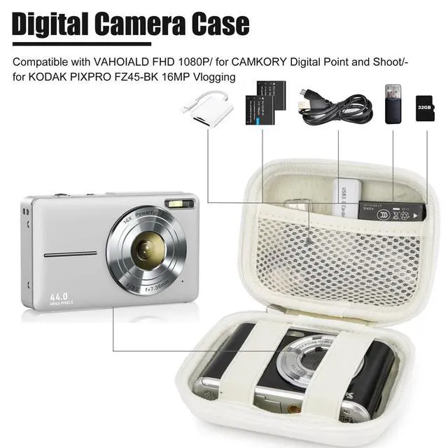 Alt view image 2 of 7 - Digital Camera Case Compatible with KODAK PIXPRO FZ45 FZ55, White | Travel Carry Cases Bag for CAMKORY DC403 FHD 1080P Digital Point and Shoot Vlogging/SD Card