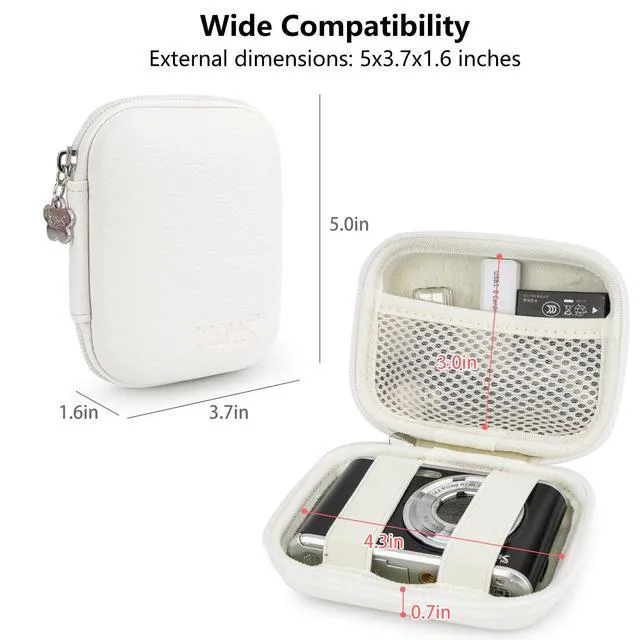 Alt view image 7 of 7 - Digital Camera Case Compatible with KODAK PIXPRO FZ45 FZ55, White | Travel Carry Cases Bag for CAMKORY DC403 FHD 1080P Digital Point and Shoot Vlogging/SD Card