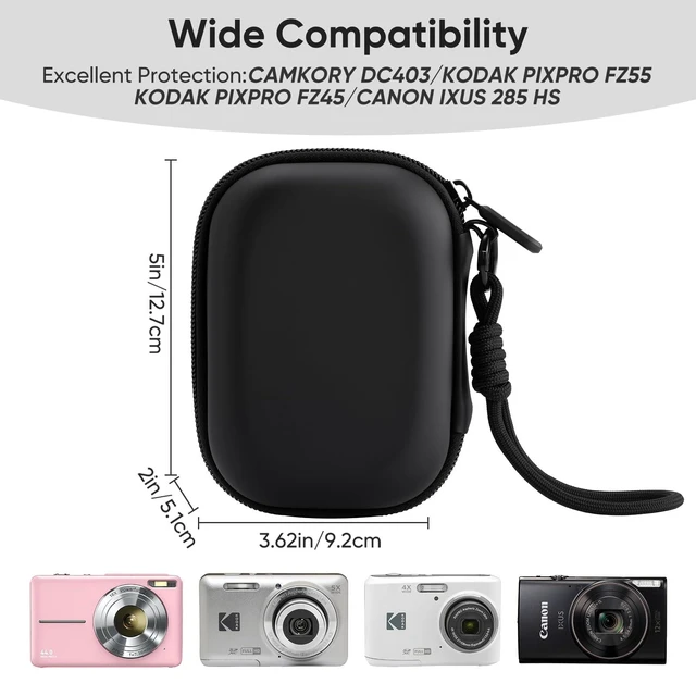 Alt view image 2 of 6 - Camera Case for Digital Camera CAMKORY DC403 FHD 1080P/ KODAK PIXPRO FZ55/ FZ45, Small Travel Compact Camera Holder with Mesh Pocket for Accessories SD Card (Black)