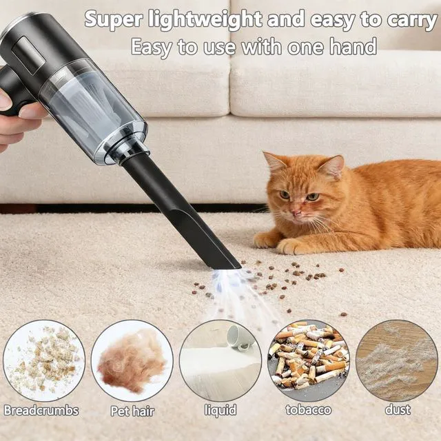 Alt view image 3 of 7 - Handheld Car Vacuum Cleaner, 4-in-1 Handheld Cordless Vacuum with 22000Pa Suction, Lightweight, Rechargeable Portable Lightweight dust Catcher for Home Car Carpet Stairs Pet Hair Deep Cleaning
