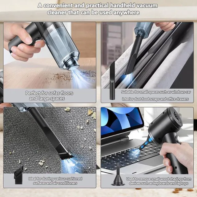 Alt view image 5 of 7 - Handheld Car Vacuum Cleaner, 4-in-1 Handheld Cordless Vacuum with 22000Pa Suction, Lightweight, Rechargeable Portable Lightweight dust Catcher for Home Car Carpet Stairs Pet Hair Deep Cleaning