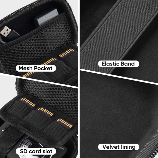 Alt view image 5 of 6 - Camera Case for Digital Camera CAMKORY DC403 FHD 1080P/ KODAK PIXPRO FZ55/ FZ45, Small Travel Compact Camera Holder with Mesh Pocket for Accessories SD Card (Black)