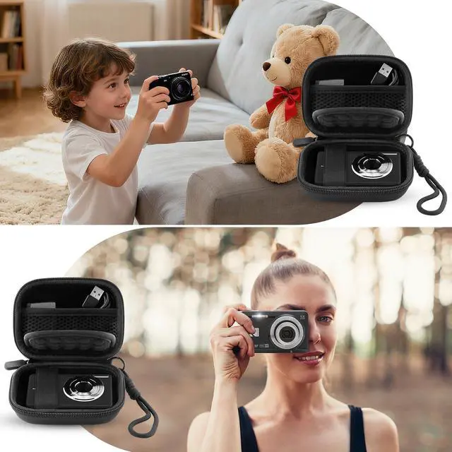 Alt view image 6 of 6 - Camera Case for Digital Camera CAMKORY DC403 FHD 1080P/ KODAK PIXPRO FZ55/ FZ45, Small Travel Compact Camera Holder with Mesh Pocket for Accessories SD Card (Black)