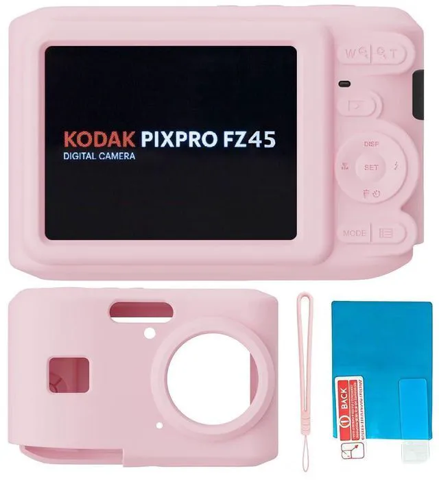 Main image of Case for Kodak PIXPRO FZ45, FZ45 Accessories | Soft Silicone Protective Cover, Comes with 1 Screen Protectors and 1 Wrist Strap- (Pink)