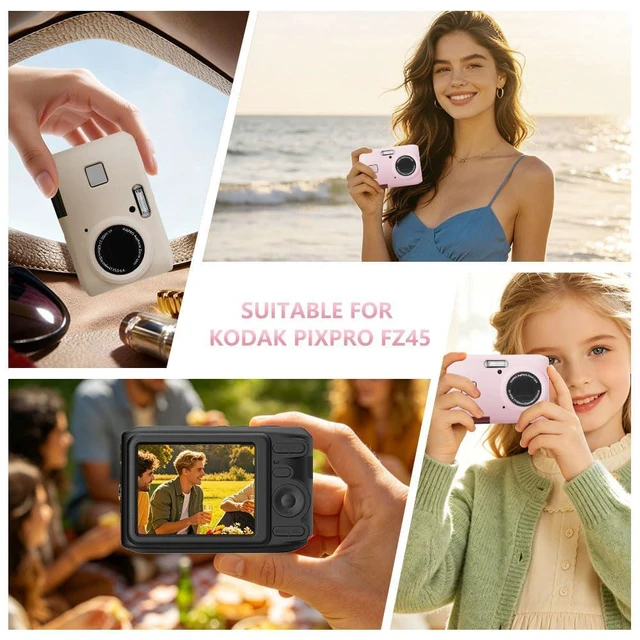 Alt view image 7 of 7 - Case for Kodak PIXPRO FZ45, FZ45 Accessories | Soft Silicone Protective Cover, Comes with 1 Screen Protectors and 1 Wrist Strap- (Pink)