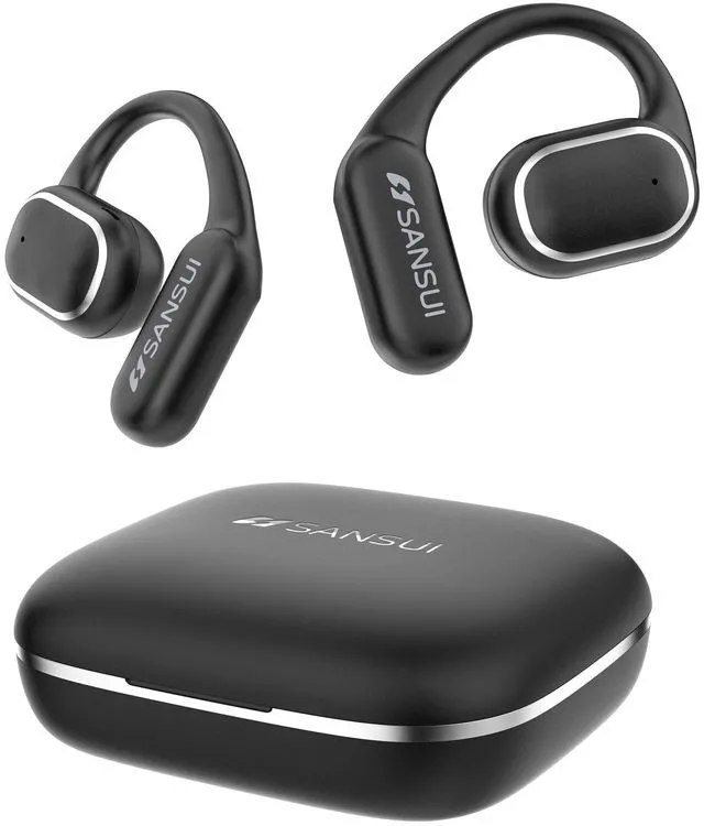 Main image of W12 True Open Ear Earbuds, Lightweight Comfort Hang On Ear Wireless Headphones, 42H Play Bluetooth 6.0 Earphones with Bonus Real-Time AI Translation for Sports Travel Business Learning, Black