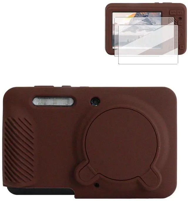 Main image of Silicone Case for Kodak PIXPRO FZ55 Case, Accessories for Kodak PIXPRO FZ55 Camera Case with 2 Pcs Screen Protectors, Detachable Lens Cover for PIXPRO FZ55 Camera,Coffee