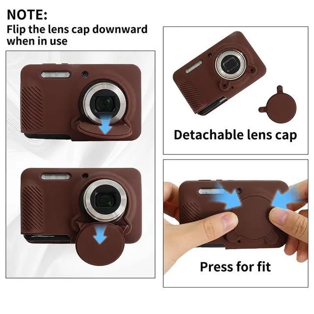 Alt view image 5 of 7 - Silicone Case for Kodak PIXPRO FZ55 Case, Accessories for Kodak PIXPRO FZ55 Camera Case with 2 Pcs Screen Protectors, Detachable Lens Cover for PIXPRO FZ55 Camera,Coffee