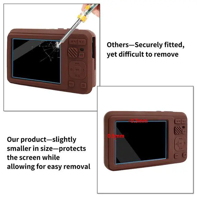 Alt view image 7 of 7 - Silicone Case for Kodak PIXPRO FZ55 Case, Accessories for Kodak PIXPRO FZ55 Camera Case with 2 Pcs Screen Protectors, Detachable Lens Cover for PIXPRO FZ55 Camera,Coffee