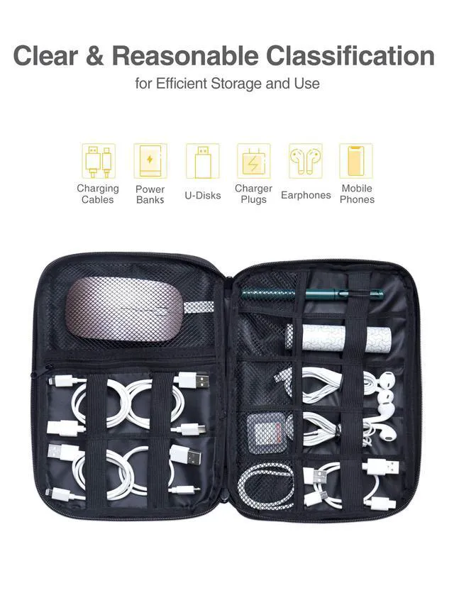 Alt view image 3 of 7 - Cord Organizer Bag, Travel Cable Organizer Bag, Electronic Organizer Travel Case for Chargers and Cords, Tech Bag & Charger Case, Flying Essentials for Electronics Items/USB,etc