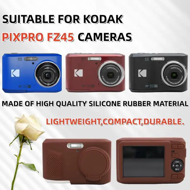 Alt view image 2 of 6 - Case for Kodak PIXPRO FZ45, FZ45 Accessories | Soft Silicone Protective Case with Removable Lens Cover, Includes 2 Screen Protectors and 1 Wrist Strap. (Brown)