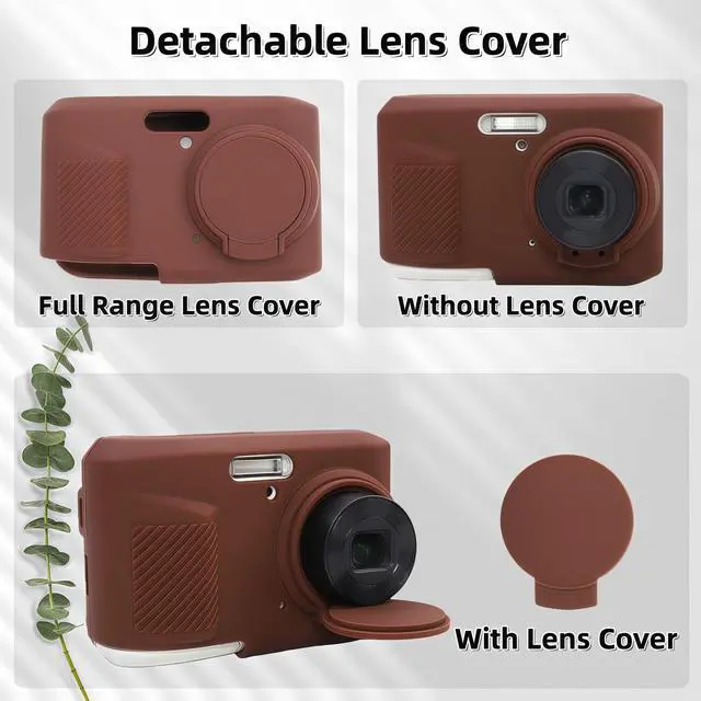 Alt view image 4 of 6 - Case for Kodak PIXPRO FZ45, FZ45 Accessories | Soft Silicone Protective Case with Removable Lens Cover, Includes 2 Screen Protectors and 1 Wrist Strap. (Brown)