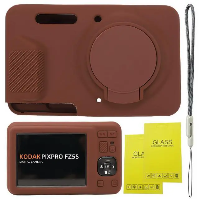 Main image of Case for Kodak PIXPRO FZ55, FZ55 accessories | Soft Silicone Protective Case Removable Lens Cover, Comes with 2 Screen Protectors and 1 Wrist Strap. (Brown)