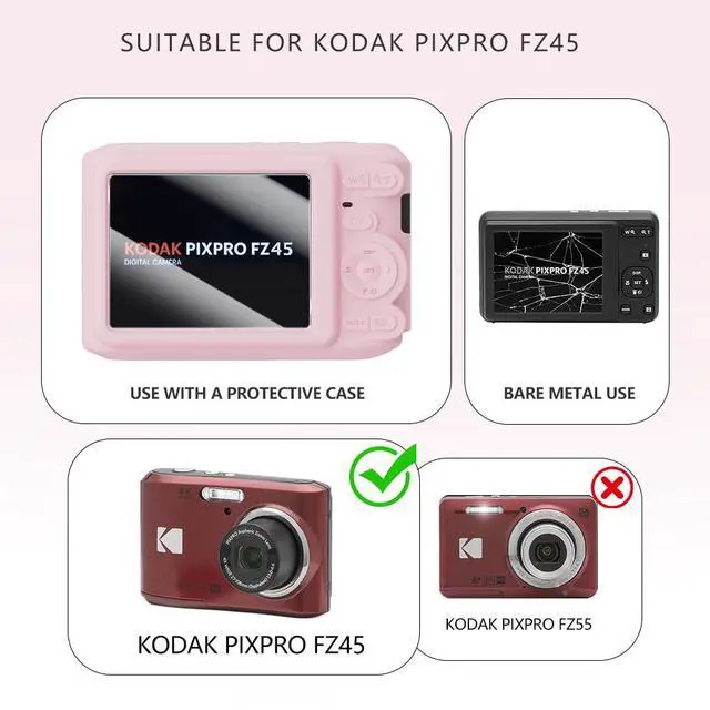 Alt view image 2 of 7 - Case for Kodak PIXPRO FZ45 Case, Soft Silicone for Kodak PIXPRO FZ45 - Anti-Scratch Slim Fit Lightweight Protective - Pink