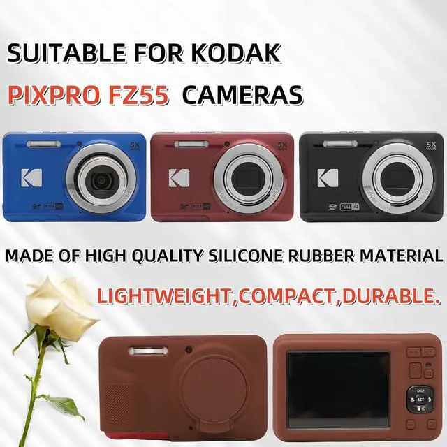 Alt view image 2 of 6 - Case for Kodak PIXPRO FZ55, FZ55 accessories | Soft Silicone Protective Case Removable Lens Cover, Comes with 2 Screen Protectors and 1 Wrist Strap. (Brown)
