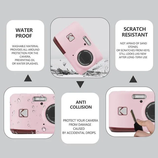 Alt view image 4 of 7 - Case for Kodak PIXPRO FZ45 Case, Soft Silicone for Kodak PIXPRO FZ45 - Anti-Scratch Slim Fit Lightweight Protective - Pink