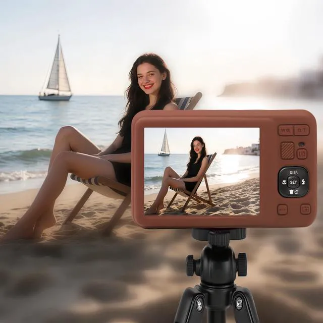 Alt view image 3 of 6 - Case for Kodak PIXPRO FZ55, FZ55 accessories | Soft Silicone Protective Case Removable Lens Cover, Comes with 2 Screen Protectors and 1 Wrist Strap. (Brown)