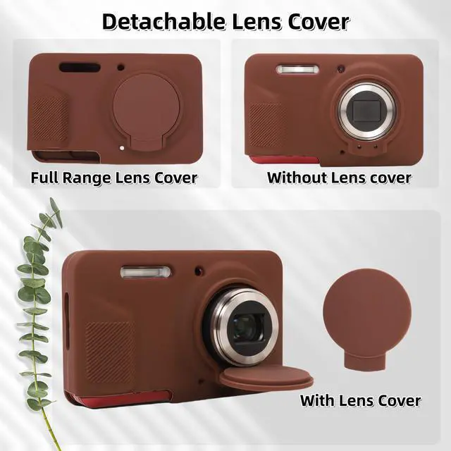 Alt view image 4 of 6 - Case for Kodak PIXPRO FZ55, FZ55 accessories | Soft Silicone Protective Case Removable Lens Cover, Comes with 2 Screen Protectors and 1 Wrist Strap. (Brown)