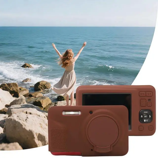 Alt view image 6 of 6 - Case for Kodak PIXPRO FZ55, FZ55 accessories | Soft Silicone Protective Case Removable Lens Cover, Comes with 2 Screen Protectors and 1 Wrist Strap. (Brown)