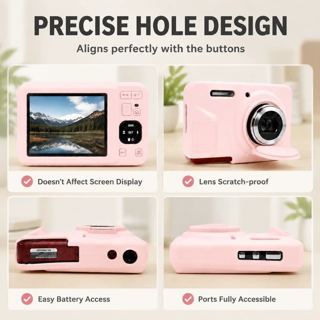 Alt view image 4 of 6 - Case for Kodak Pixpro FZ55 Digital Camera (Smoked Pink) | Soft Silicone Protector Case with 1 Cute Charm Wrist Strap and 2 Screen Protector, Lens Cover for Kodak FZ55 Accessories