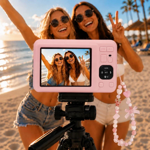 Alt view image 6 of 6 - Case for Kodak Pixpro FZ55 Digital Camera (Smoked Pink) | Soft Silicone Protector Case with 1 Cute Charm Wrist Strap and 2 Screen Protector, Lens Cover for Kodak FZ55 Accessories