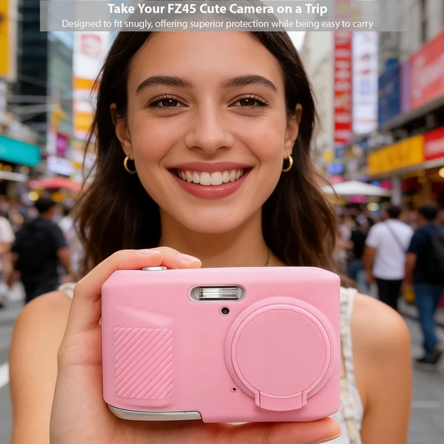 Alt view image 2 of 7 - Case for Kodak PIXPRO FZ45 Camera, Kodak FZ45 Accessories - Pink | Kodak FZ45 Cover, Soft Silicone Protective Case, Anti-Scratch Shell with Removable Lens Cover, 2 Screen Protectors