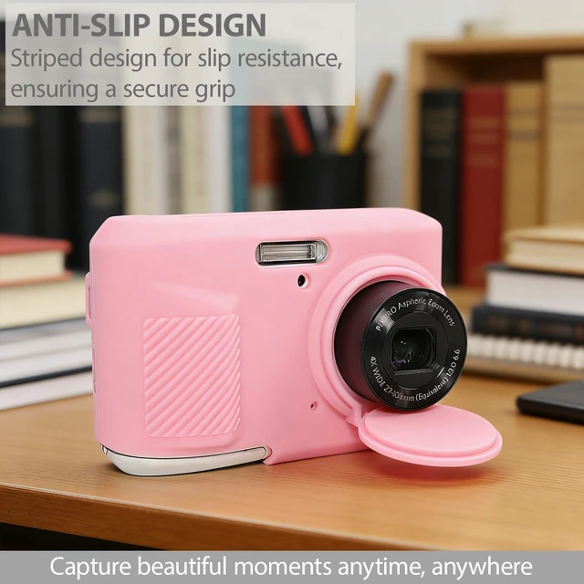 Alt view image 3 of 7 - Case for Kodak PIXPRO FZ45 Camera, Kodak FZ45 Accessories - Pink | Kodak FZ45 Cover, Soft Silicone Protective Case, Anti-Scratch Shell with Removable Lens Cover, 2 Screen Protectors