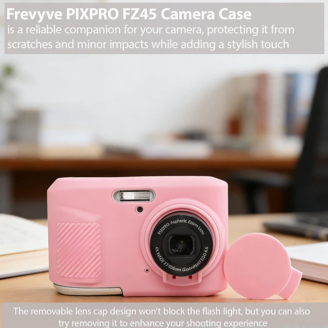 Alt view image 4 of 7 - Case for Kodak PIXPRO FZ45 Camera, Kodak FZ45 Accessories - Pink | Kodak FZ45 Cover, Soft Silicone Protective Case, Anti-Scratch Shell with Removable Lens Cover, 2 Screen Protectors