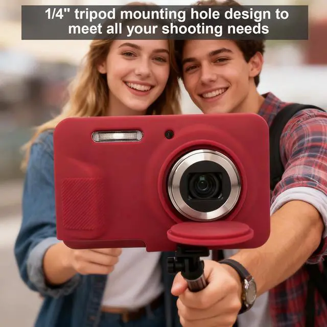 Alt view image 2 of 7 - Case for Kodak PIXPRO FZ55 Camera, Kodak FZ55 Accessories - Red | Kodak FZ55 Cover, Soft Silicone Protective Case, Anti-Scratch Shell with Removable Lens Cover, 2 Screen Protectors