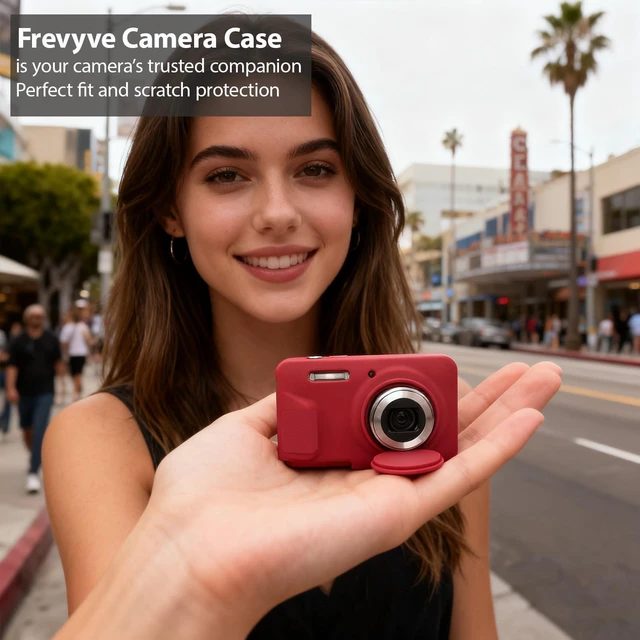 Alt view image 4 of 7 - Case for Kodak PIXPRO FZ55 Camera, Kodak FZ55 Accessories - Red | Kodak FZ55 Cover, Soft Silicone Protective Case, Anti-Scratch Shell with Removable Lens Cover, 2 Screen Protectors